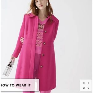 J.Crew New lady day topcoat in Italian double-cloth wool Fuchsia Sz 4 NWT